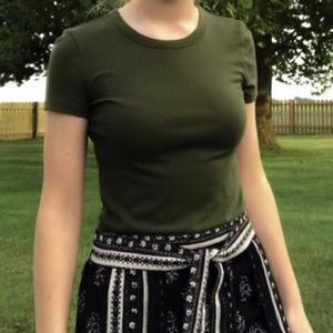 Olive Green Slim-Fit Crew-Neck Short Sleeve Tee